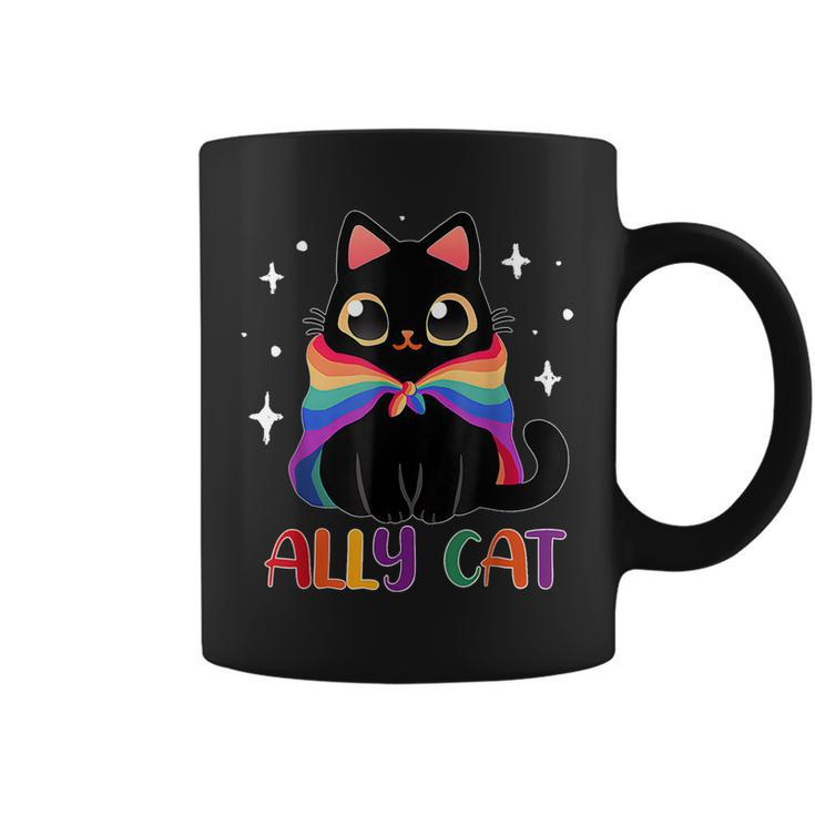 Ally Cat Lgbt Gay Rainbow Pride Flag Funny Cat Lover  Coffee Mug