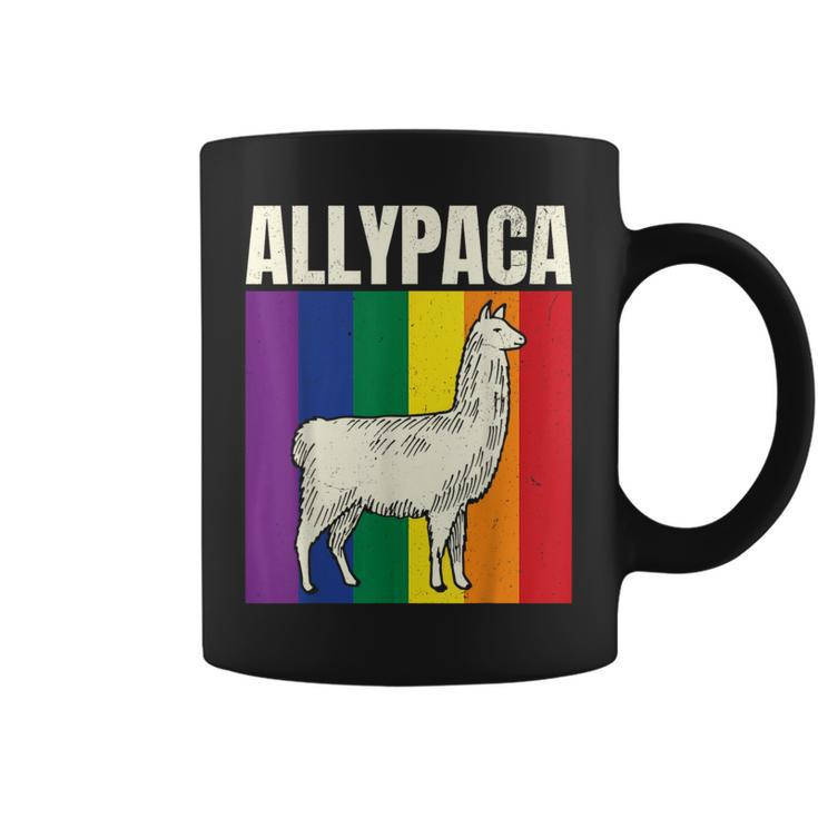 Allypaca Rainbow Alpaca Pun Gay Pride Ally Lgbt Joke Flag  Coffee Mug