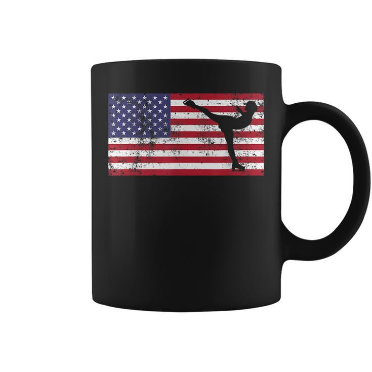 America Flag Ice Skating Skater Patriotic  4Th Of July Patriotic Funny Gifts Coffee Mug