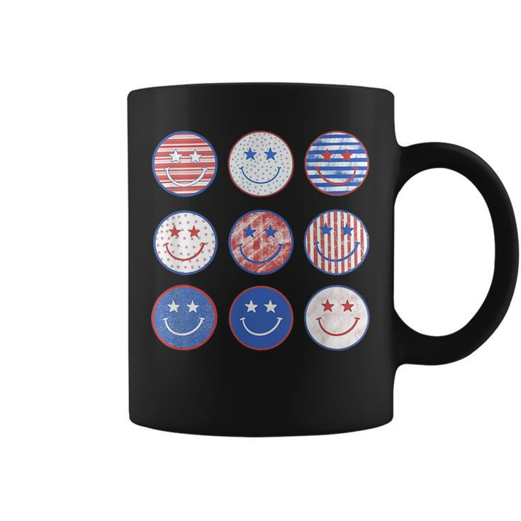 America Vibes Cute Smile Face Usa American Flag 4Th Of July Coffee Mug