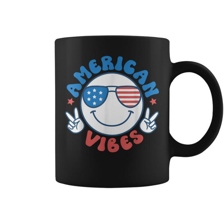 America Vibes Fourth 4Th Of July Happy Face Smile Patriotic  Coffee Mug