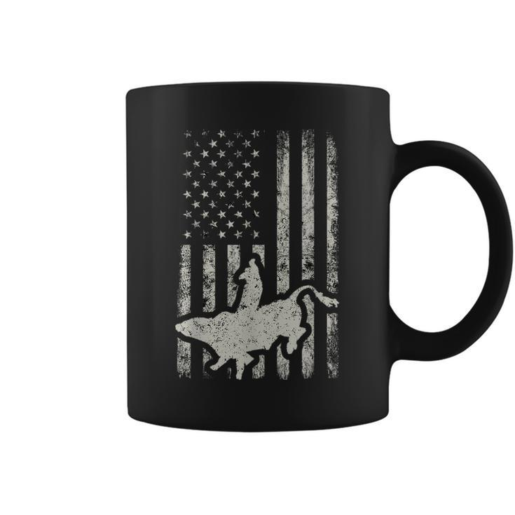 American Flag Bull Riding Cowboy Gift For Men Rodeo  Rodeo Funny Gifts Coffee Mug