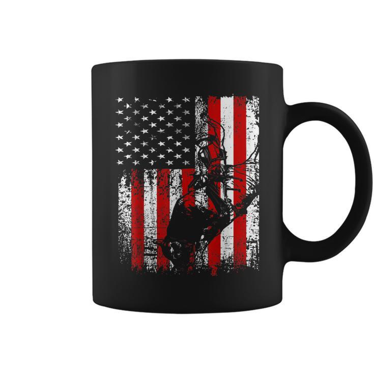 American Flag Bull Riding Rodeo Patriotic Men Gift  Patriotic Funny Gifts Coffee Mug