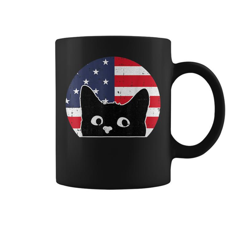 American Flag Cat 4Th Of July Kitten Patriotic Pet Lover  Coffee Mug