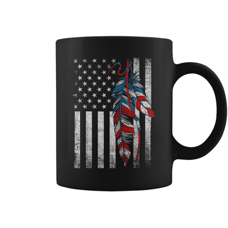 American Flag  Native Feather Pride Month Indigenous Coffee Mug
