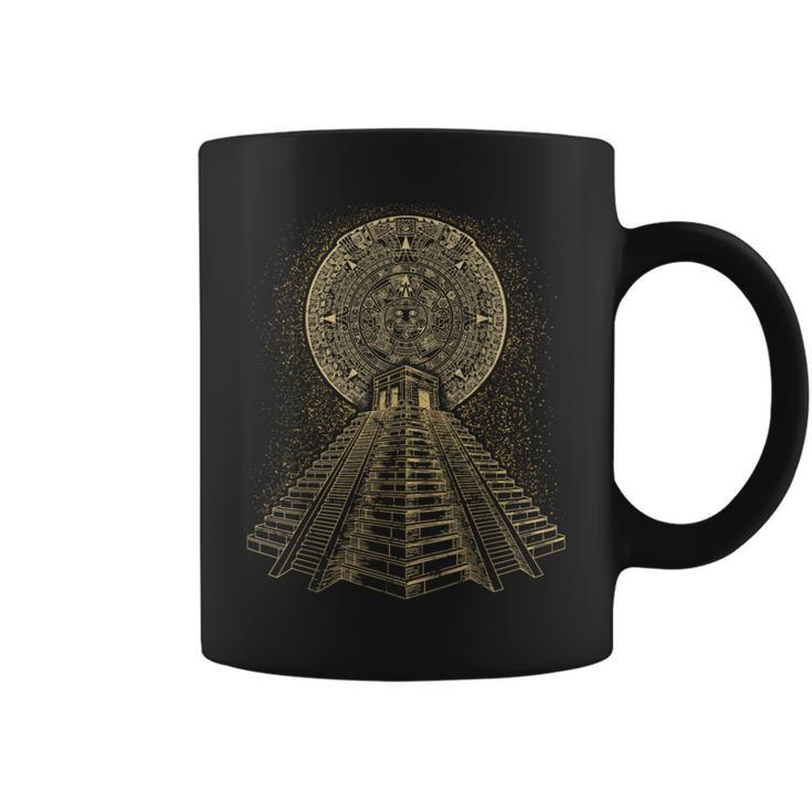 Ancient Sacred Mayan Aztec Calendar Pyramid Geometry  Coffee Mug
