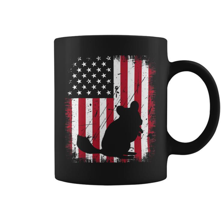 Animal Lover Vintage American Flag 4Th Of July Chinchilla Coffee Mug