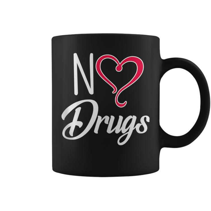 Anti Drug And Alcohol No Drugs Heart Shape Red Ribbon  Coffee Mug
