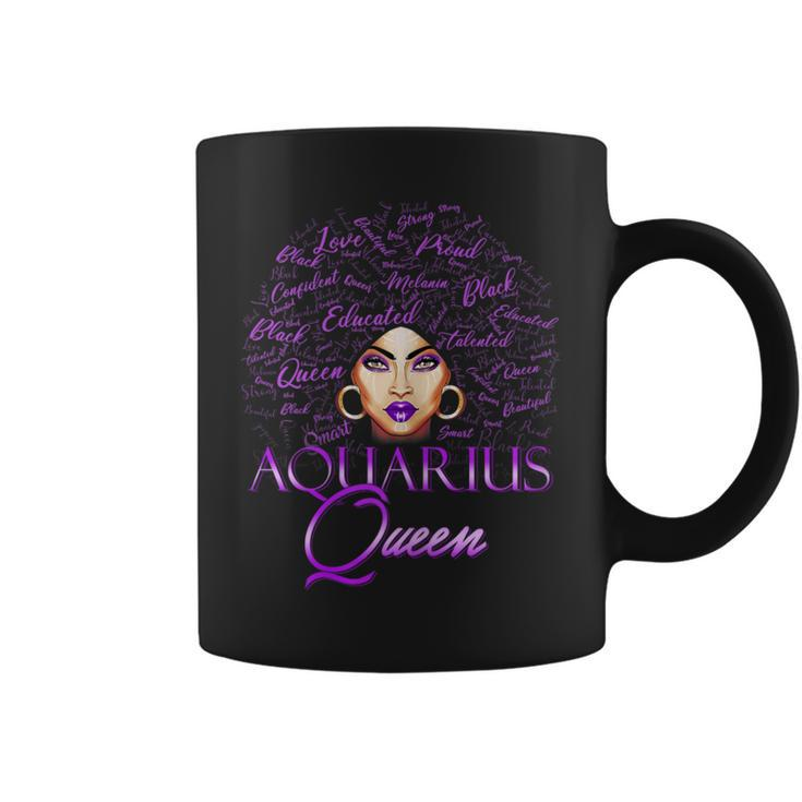 Aquarius Girl Purple Afro Queen Black Zodiac Birthday Coffee Mug