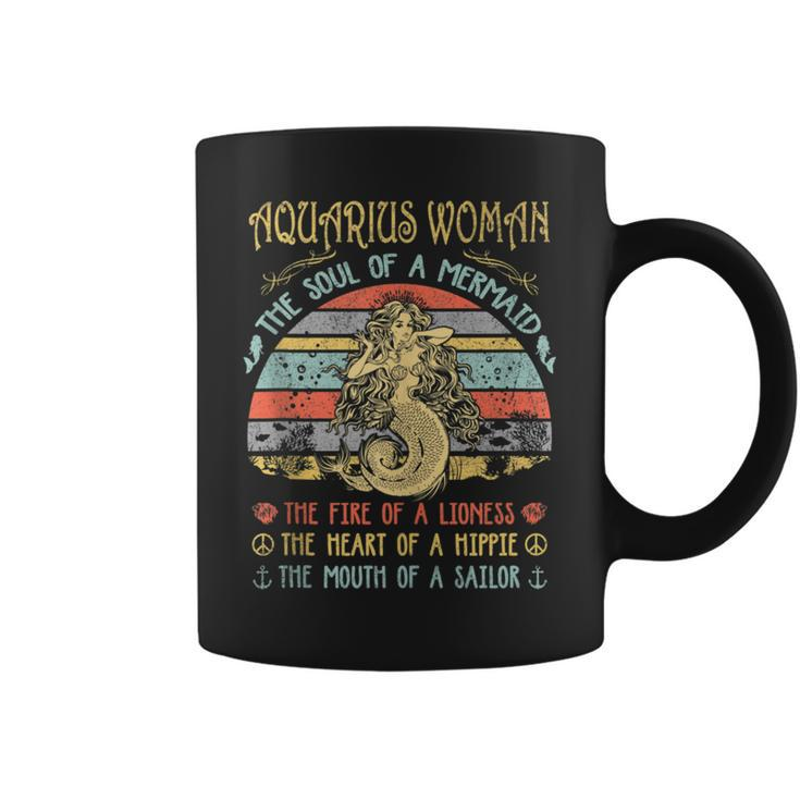 Aquarius Woman The Soul Of A Mermaid Vintage Birthday Coffee Mug
