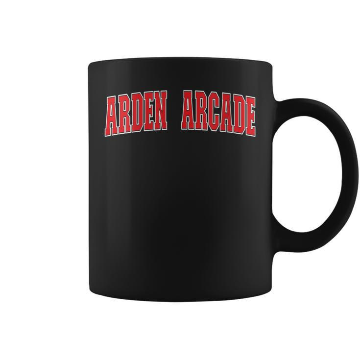 Arden-Arcade California Souvenir Trip College Style Red Text Coffee Mug