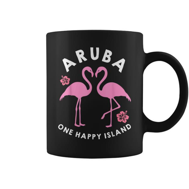Aruba One Happy Island Flamingo And Flowers  Coffee Mug