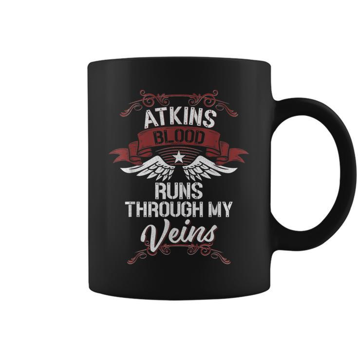 Atkins Blood Runs Through My Veins Last Name Family Coffee Mug