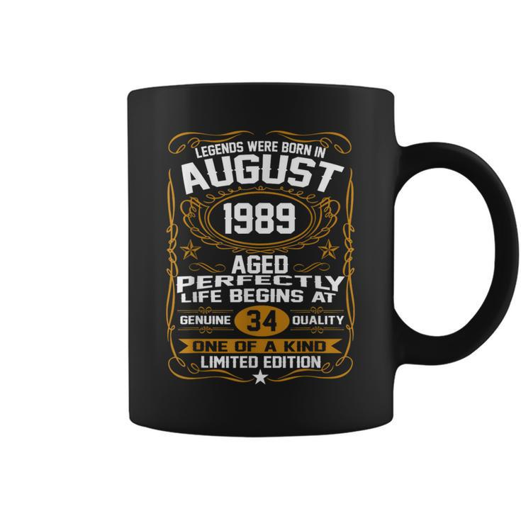 August 1989 34Th Birthday 34 Year Old Coffee Mug