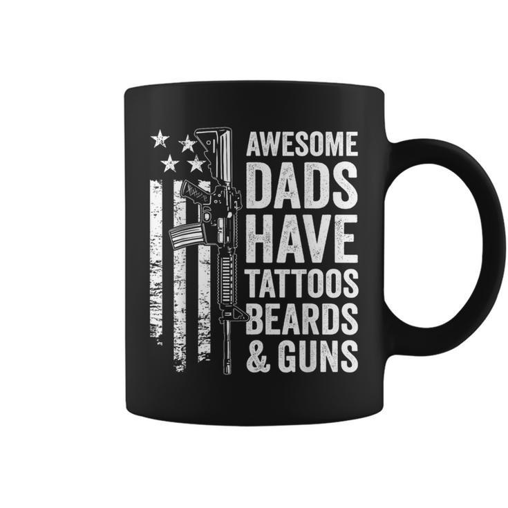 Awesome Dads Have Tattoos Beards & Guns  Fathers Day Gun Coffee Mug
