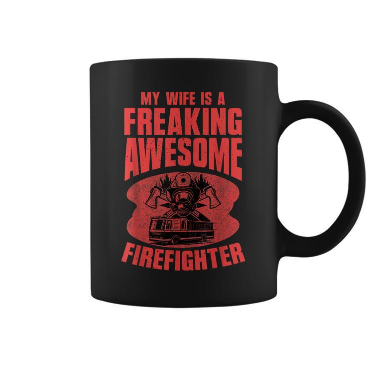 Awesome My Wife Is A Firefighter Husband Proud Fire Wife  Gift For Women Coffee Mug