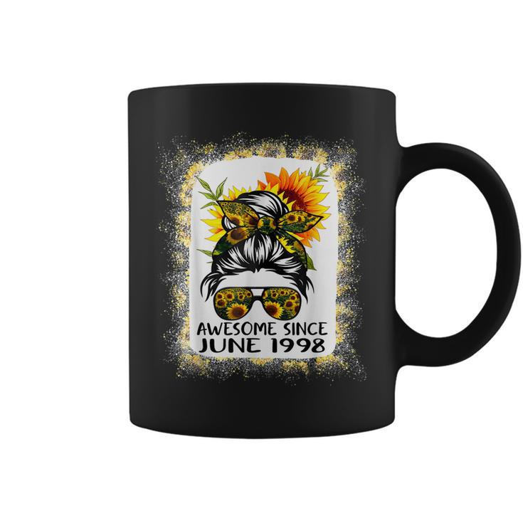 Awesome Since June 1998 Messy Bun Sunflower Vintage Birthday  Coffee Mug