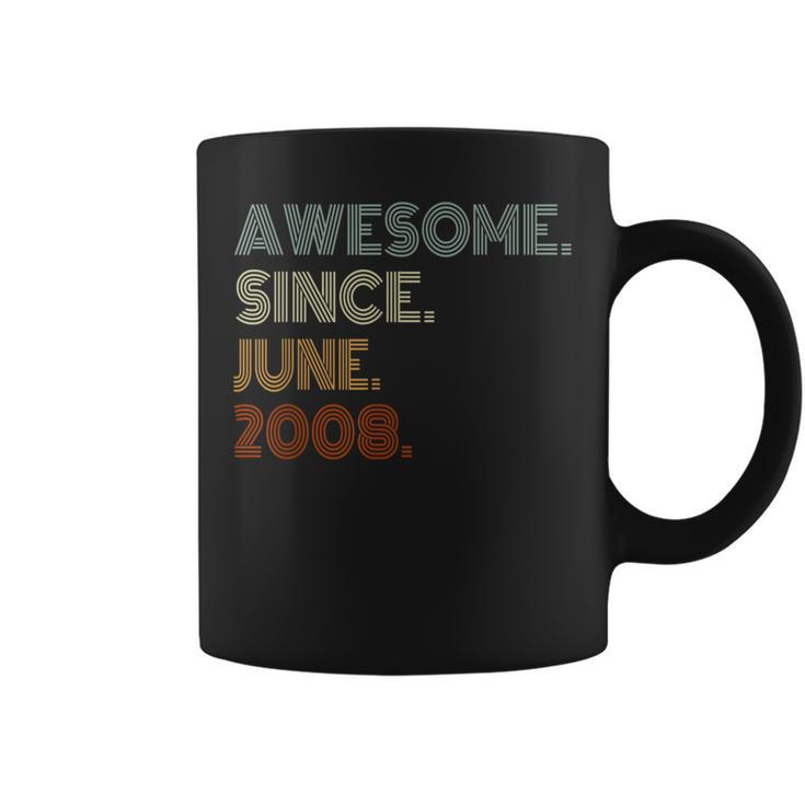 Awesome Since June 2008 Gifts 15Th Birthday 15 Years Old Boy  Coffee Mug