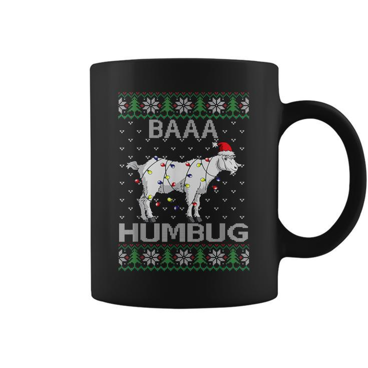 Baaa Humbug Goat Santa Hat Christmas Lights Ugly Sweater Coffee Mug