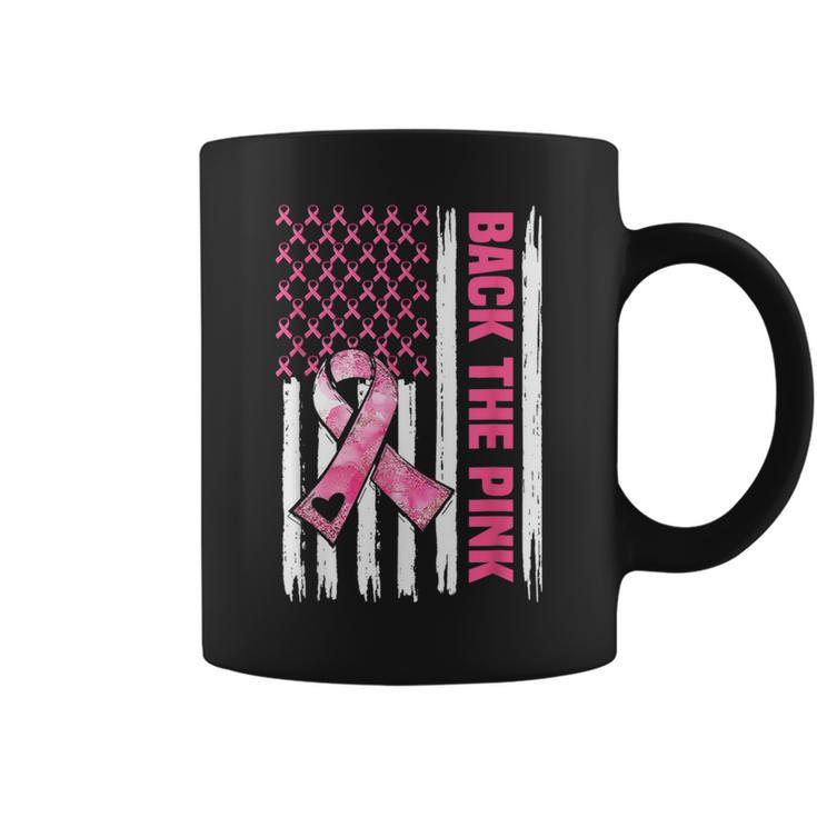 Back The Pink Warrior Flag American Breast Cancer Awareness Coffee Mug