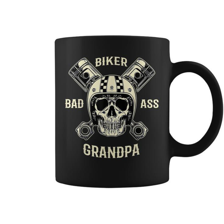 Bad Ass Biker Grandpa Motorcycle Fathers Day Gift Gift For Mens Coffee Mug