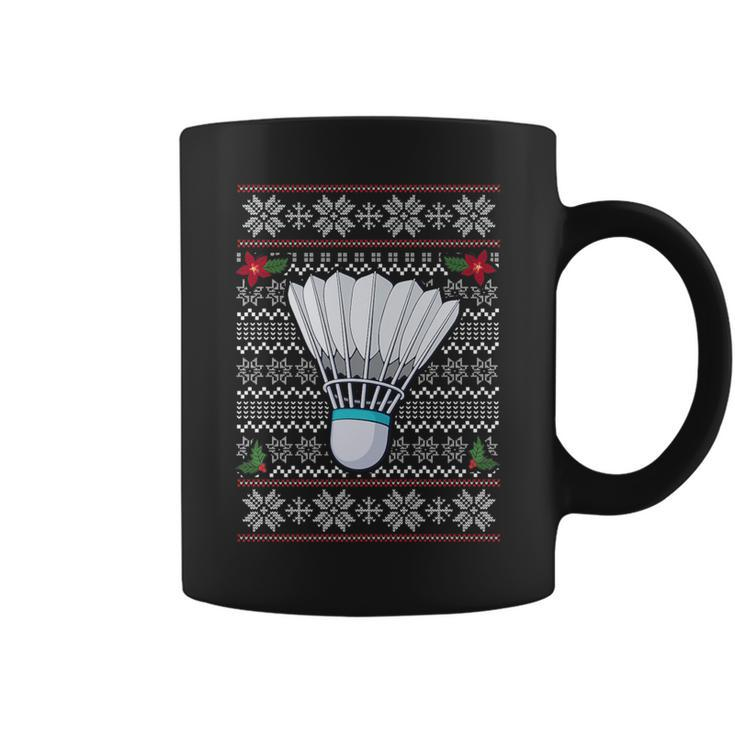 Badminton Ugly Christmas Sweater Santa Hat Sport Fan Xmas Coffee Mug