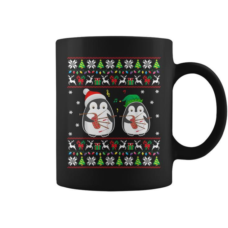 Bagpipes Ugly Christmas Sweater Elf Santa Penguin Matching Coffee Mug