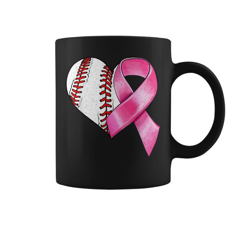Baseball Heart Pink Ribbon Warrior Breast Cancer Awareness Coffee Mug
