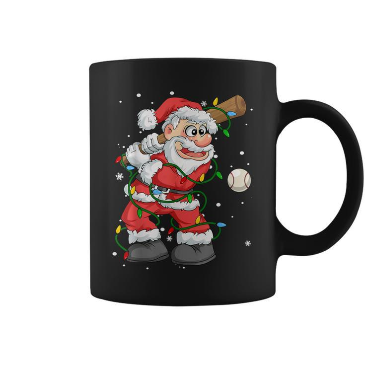 Baseball Santa Claus Christmas Tree Lights Pajama Boys Coffee Mug