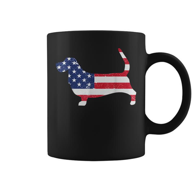 Basset Hound American Flag Usa Patriot Dog Lover  Coffee Mug