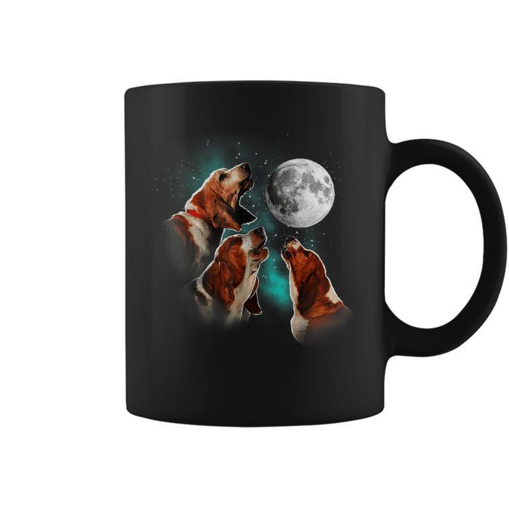Basset Hound Basset Hound Howling At The Moon Basset Coffee Mug