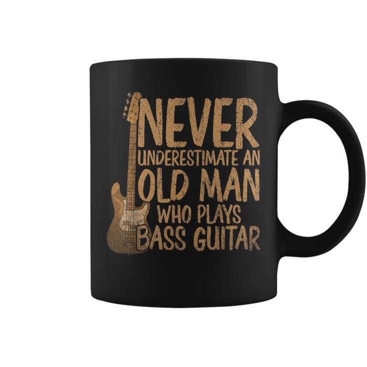 Bassist Never Underestimate An Old Man Who Plays Bass Guitar Gift For Mens Coffee Mug