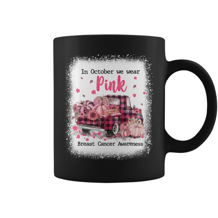 Bc Breast Cancer Awareness In October We Wear Pink Autumn Truck Breast Cancer Bleached Cancer Coffee Mug