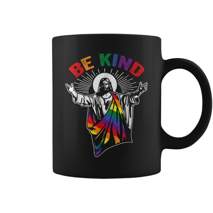 Be Kind Lgbt Gay Pride Jesus Rainbow Flag Christian Short  Coffee Mug