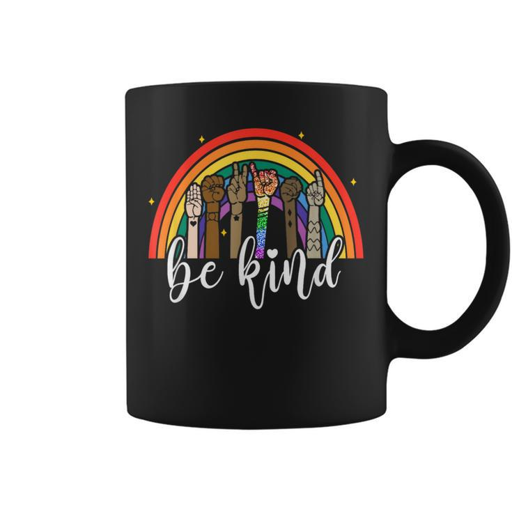 Be Kind Rainbow Sign Language Hand Lgbt Gay Les Pride Asl Coffee Mug