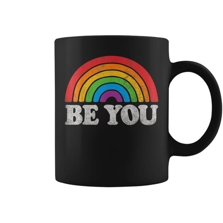 Be You Pride Lgbtq Gay Lgbt Ally Rainbow Flag Retro Galaxy  Coffee Mug