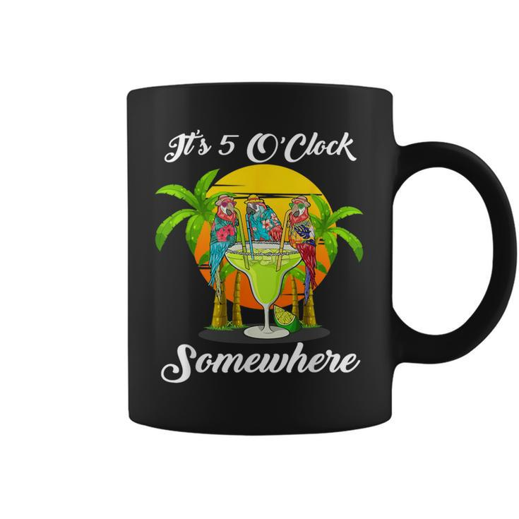 Beach Vacation Drinking It's 5 O'clock Somewhere Parrots Coffee Mug