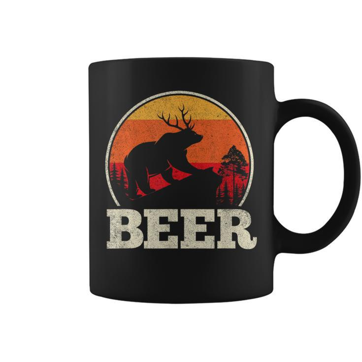 Bear Deer Antlers Craft Beer Retro Graphic Coffee Mug