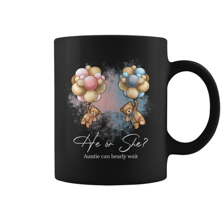 Bears Balloons Auntie Can Bearly Wait Gender Reveal Coffee Mug
