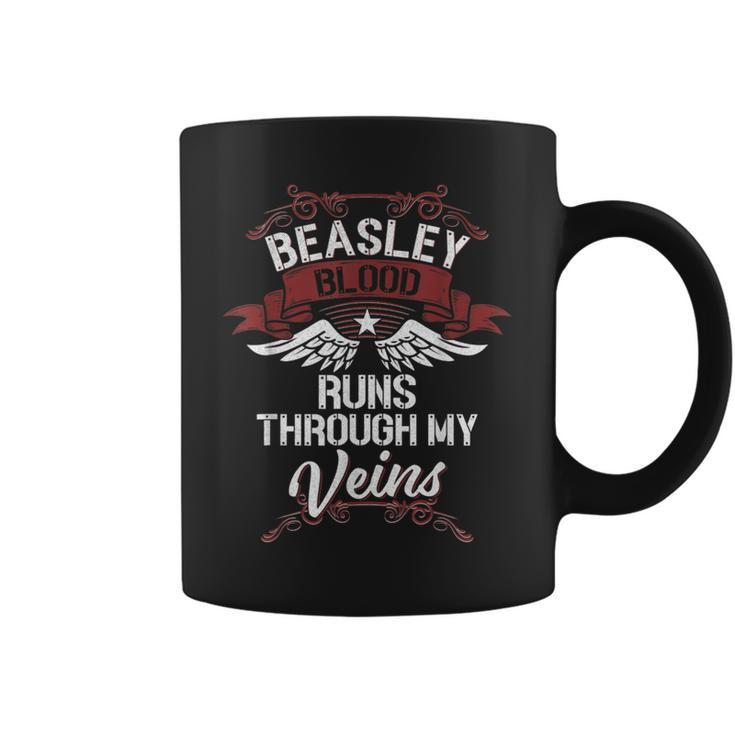 Beasley Blood Runs Through My Veins Last Name Family Coffee Mug