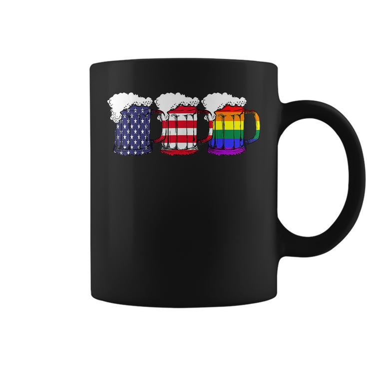 Beer American Flag Drinking Gay Pride Lesbian Lgbt Rainbow  Coffee Mug