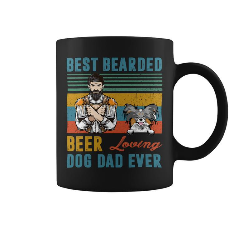 Beer Best Bearded Beer Loving Dog Dad Ever Papillon Dog Lover Coffee Mug