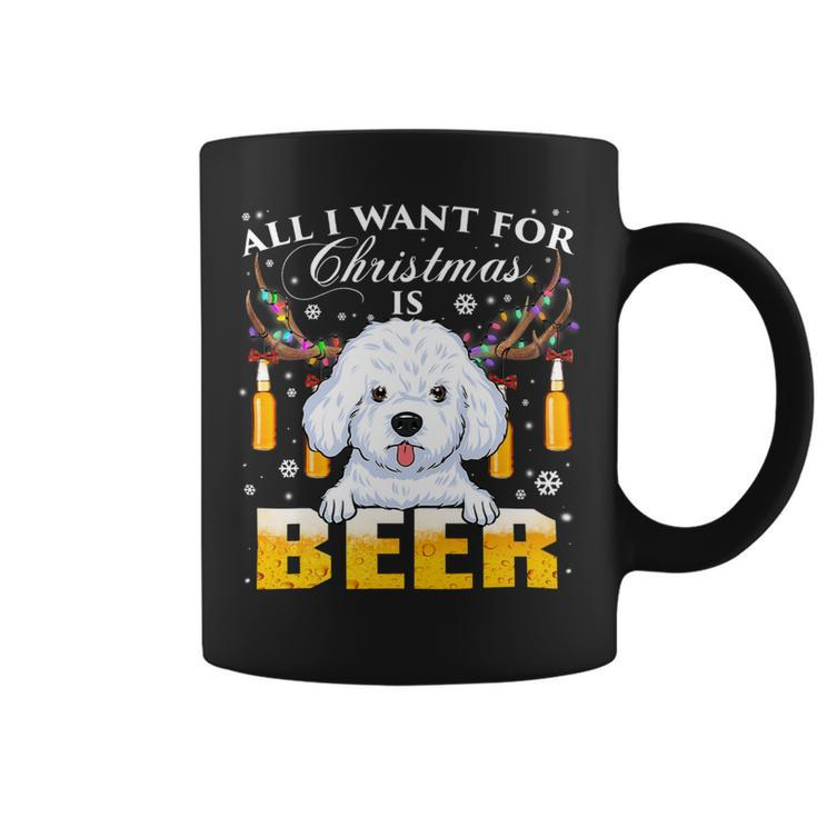 Beer Bichon Frise Reindeer Beer Christmas Ornaments Xmas Lights Coffee Mug