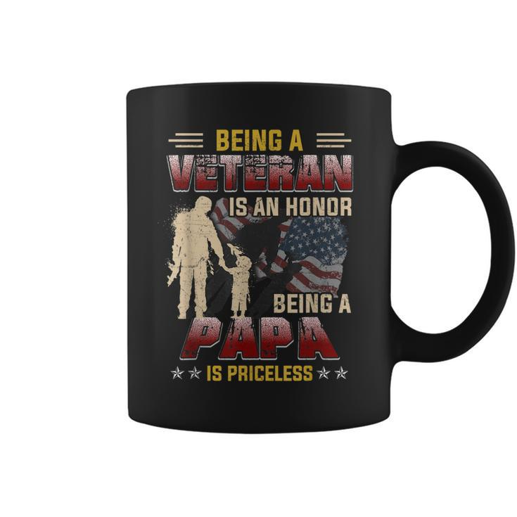 Being A Veteran Is An Honor Being A Papa Is Priceless Gift  Gift For Mens Coffee Mug