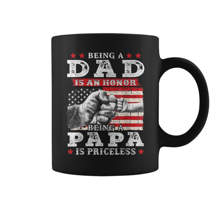 Being Dad Is An Honor Being Papa Is Priceless Usa Flag  Gift For Mens Coffee Mug