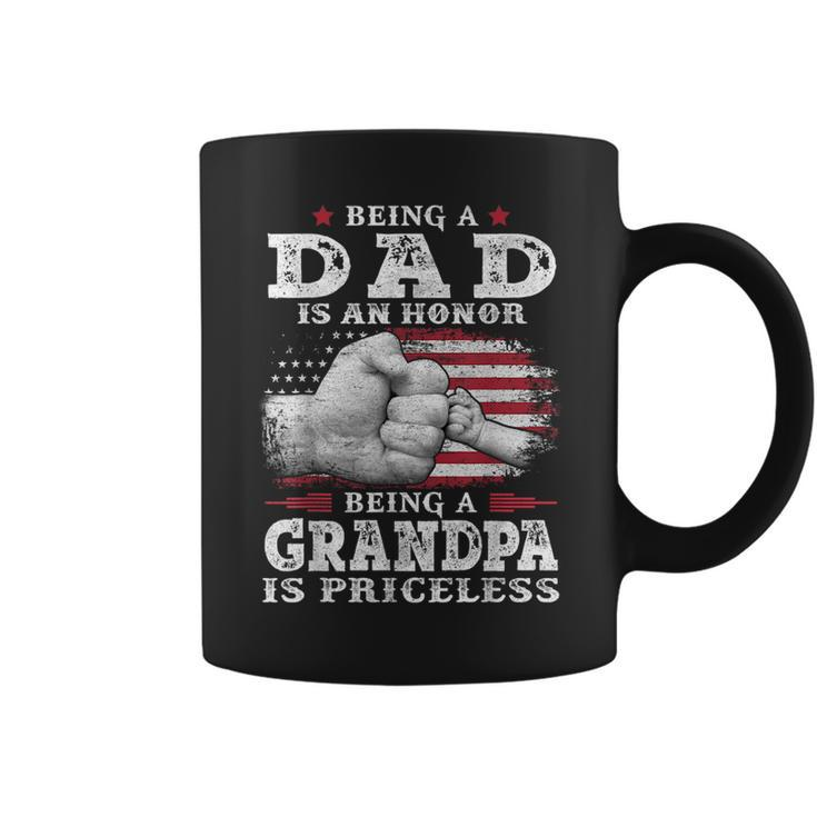 Being Dad Is An Honor Grandpa Is Priceless Flag First Pump Gift For Mens Coffee Mug