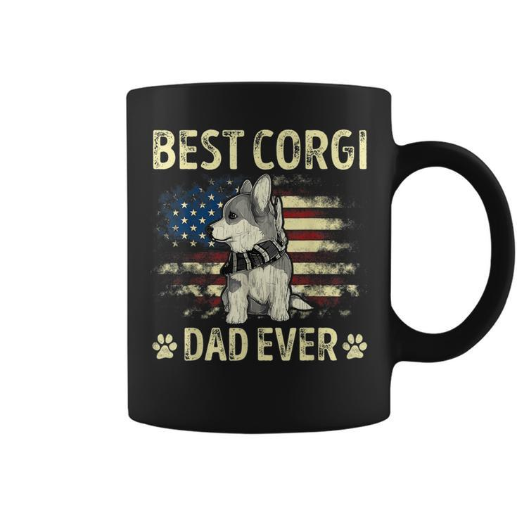 Best Corgi Dad Ever Ameican Flag Daddy Dog Lover Owner  Coffee Mug