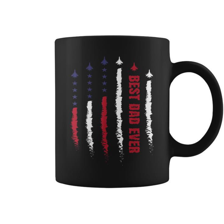 Best Dad Ever Us American Flag Air Fighter Jet Fathers Day Funny Gifts For Dad Coffee Mug