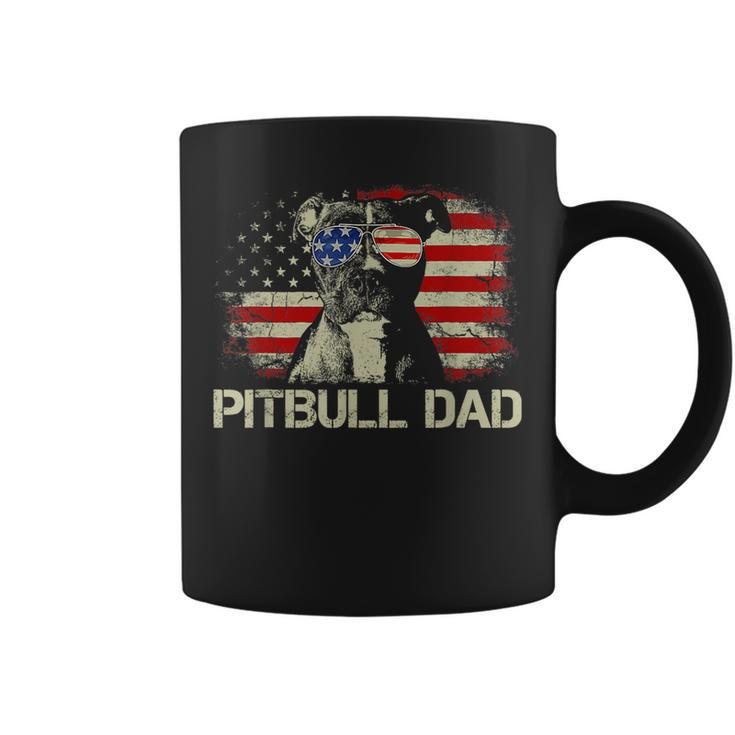 Best Pitbull Dad Ever  American Flag 4Th Of July Gift Funny Gifts For Dad Coffee Mug