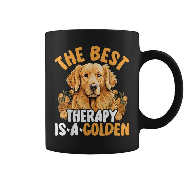 The Best Therapy Is A Golden Retriever Dog Lover Puppy Owner Coffee Mug